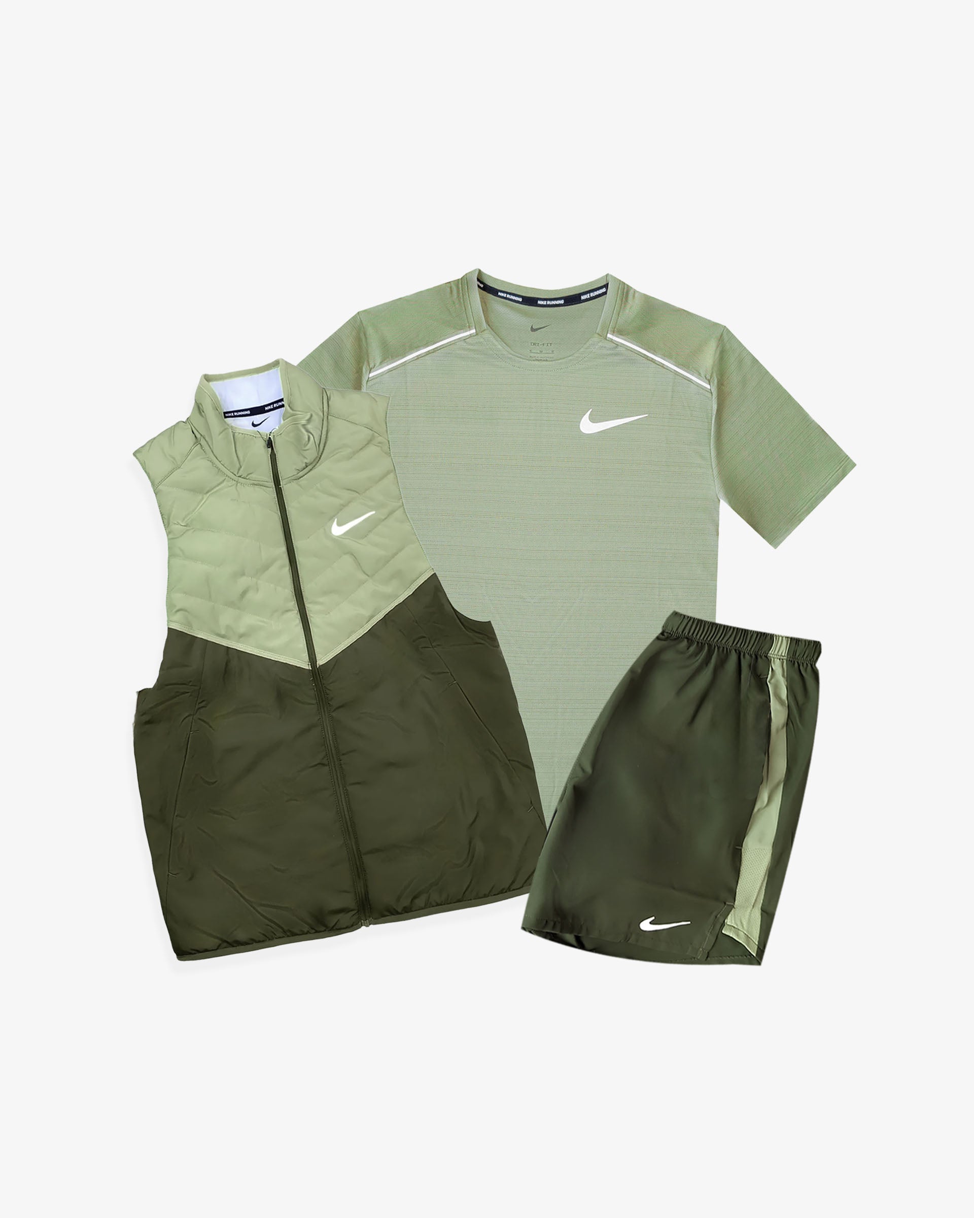 Nike Miler Gilet Set Khaki Peltr Active - Main Image